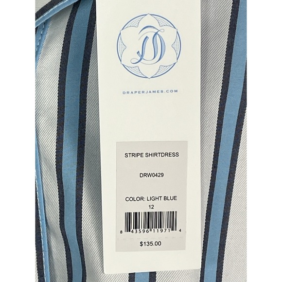 NWT Draper James Blue White Striped Belted Button Down Shirt Dress Size 12 - Picture 6 of 13